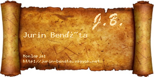 Jurin Benáta névjegykártya